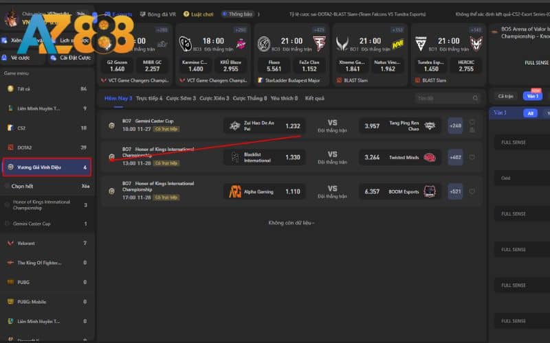 Các bước tham gia cá cược vương giả vinh hiệu tại AZ888