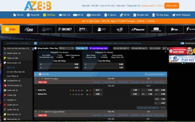 Hướng dẫn các bước tham gia cá cược bóng chuyền tại AZ888